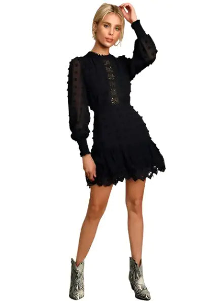 Love Embroidered Lace Long Sleeve Dress